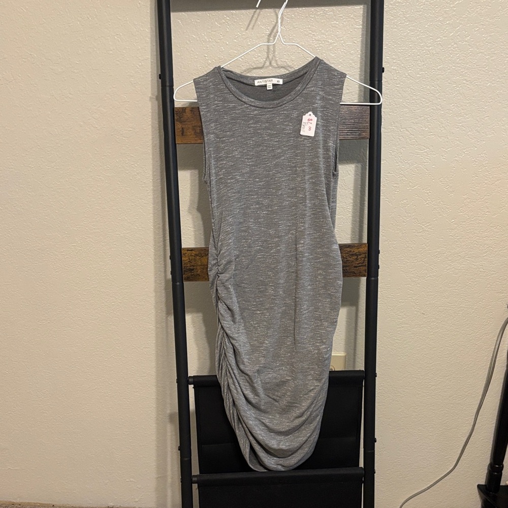 Gray Sleeveless Ruched Dress